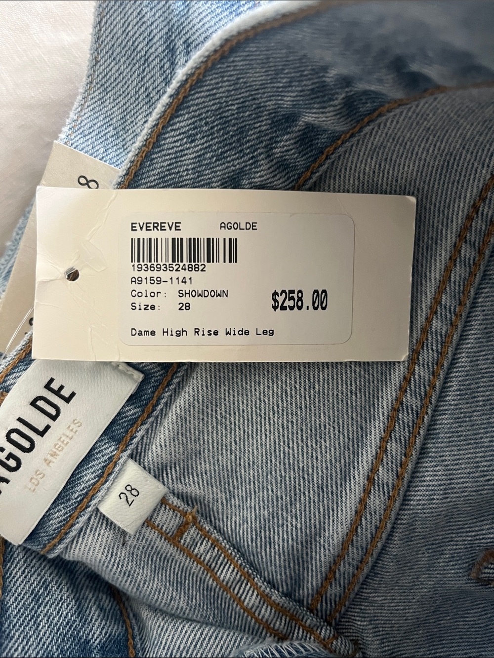 NWT AGOLDE Dame Jean High Rise Wide Leg Jeans – Size 28 - Picture 7 of 7